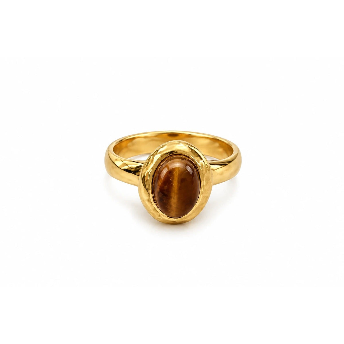 TIGRE. ring met ovale tijgeroog op wit