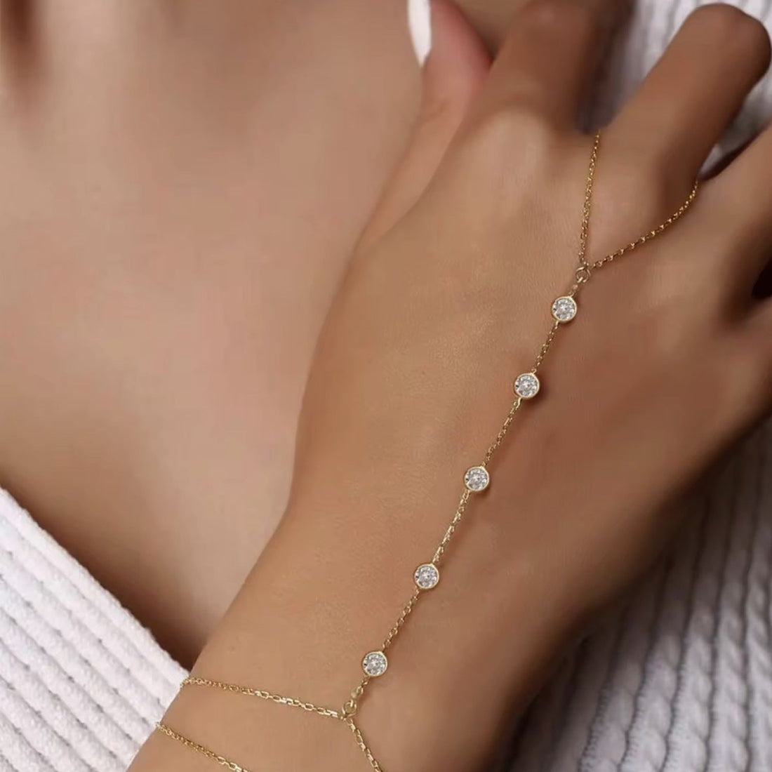 TSUYU hand chain worn on the hand