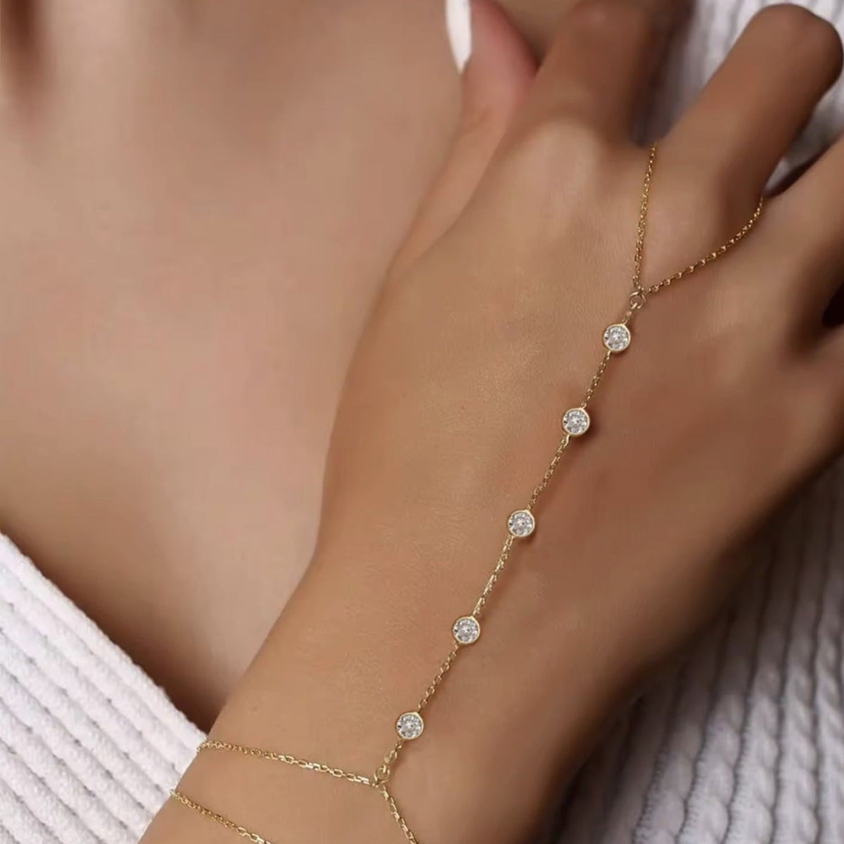 TSUYU hand chain worn on the hand