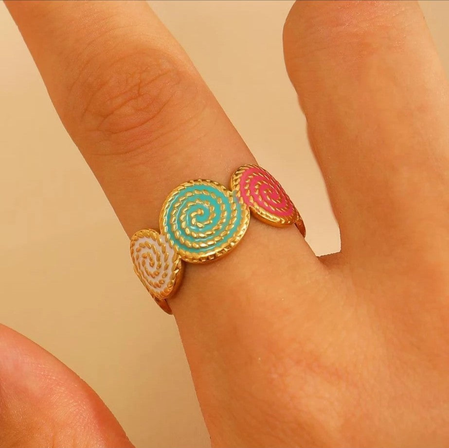 CANDY. ring met gekleurde spiralen