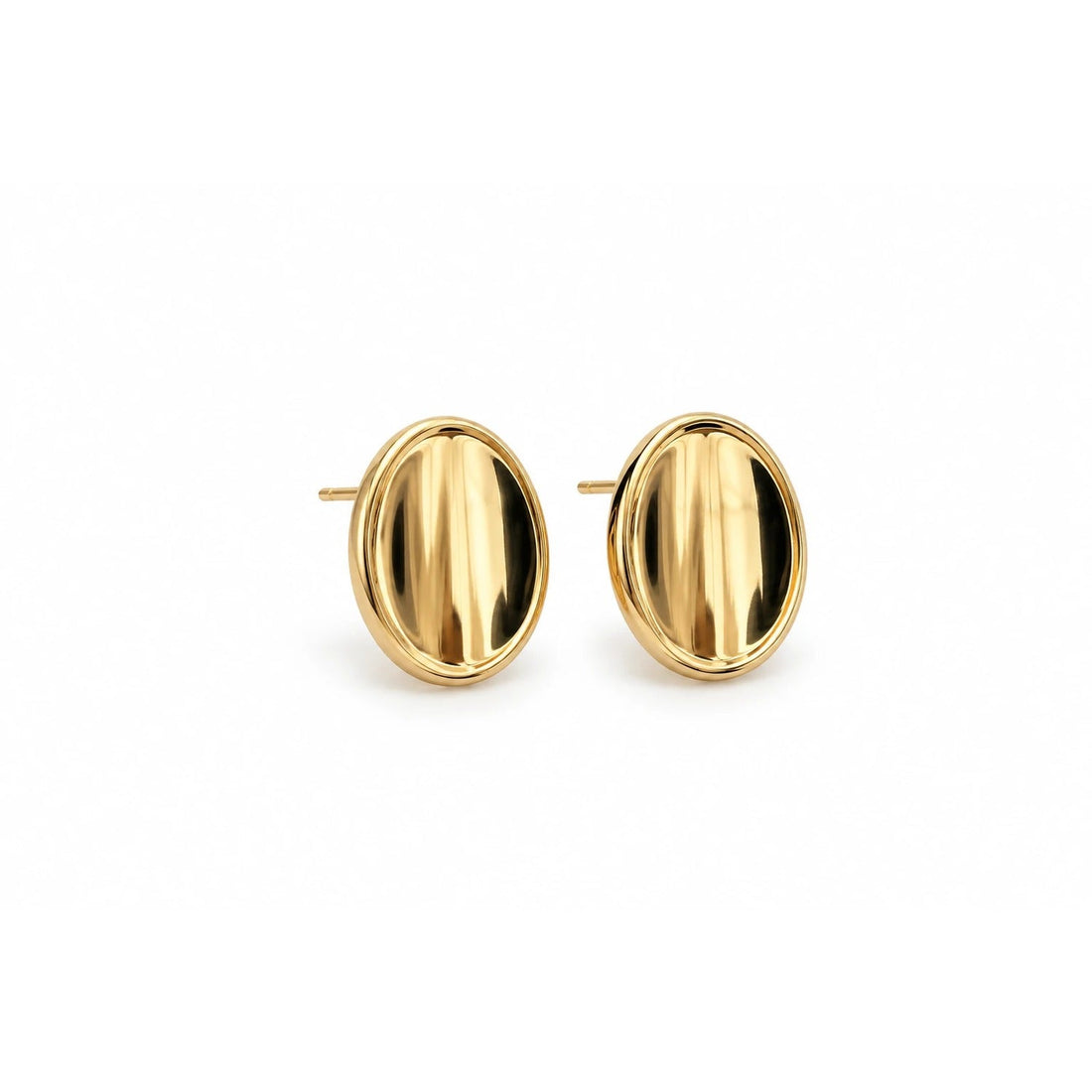 MIROIR. ovale goudkleurige studs op wit