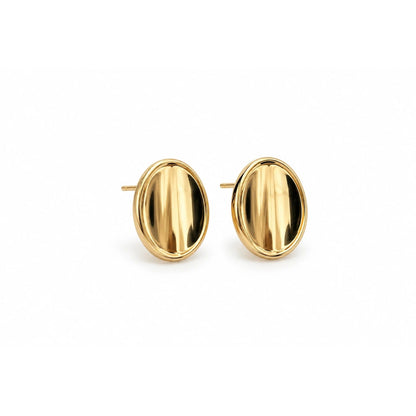 MIROIR. ovale goudkleurige studs op wit