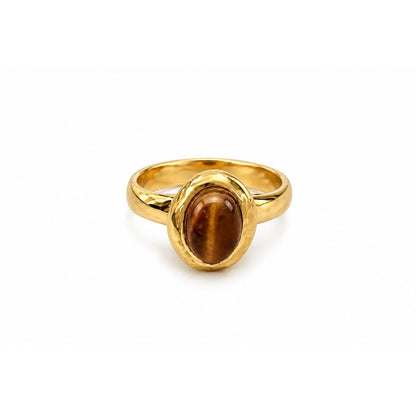 TIGRE. ring met ovale tijgeroog op wit