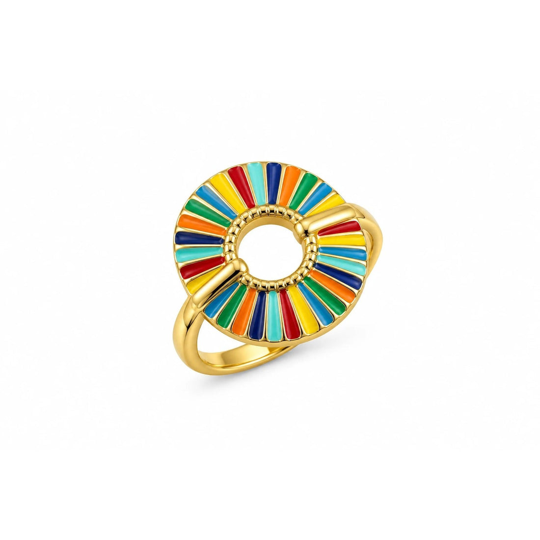 IRO. gold-tone ring with colourful enamel rays