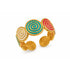 UZU. gold-tone ring with white, turquoise and pink enamel spirals