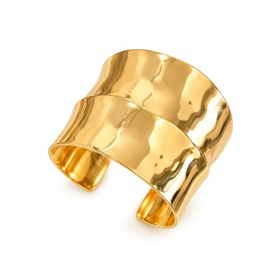 SUNA. extra-wide hammered gold-tone cuff